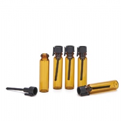 Travel Size Amber Glass Sample Vial with Plastic Dabber